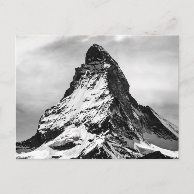 Matterhorn, Alpen, Schwarz und Weiß Postkarte (Vorderseite)