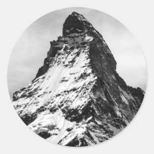 Matterhorn, Alpen Schwarzweiss Runder Aufkleber