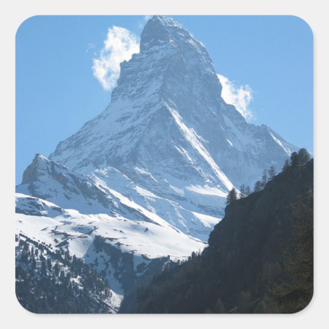 Matterhorn aus Zermatt Quadratischer Aufkleber (Vorderseite)