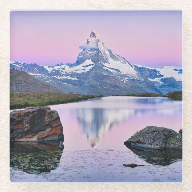 Matterhorn-Berg in Zermatt, Schweiz Glasuntersetzer (Vorderseite)