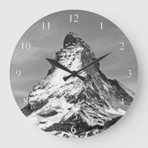 Matterhorn Black and White Small Numbers Große Wanduhr