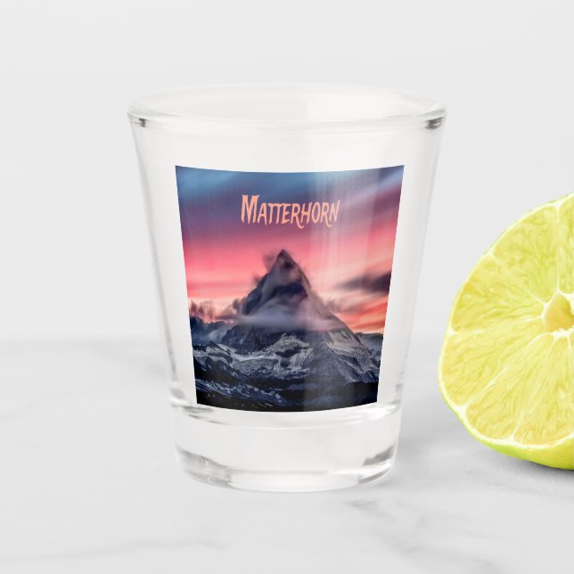 Matterhorn Mountain Europe Alpen Schweiz Italien Schnapsglas (Vorderseite)