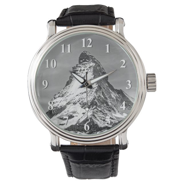 Matterhorn Schwarz/Weiß mit Zahlen Armbanduhr (Vorderseite)