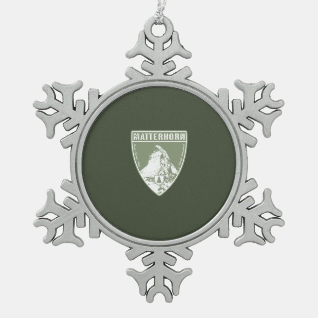 Matterhorn Schweiz Italien Schneeflocken Zinn-Ornament (Vorderseite)