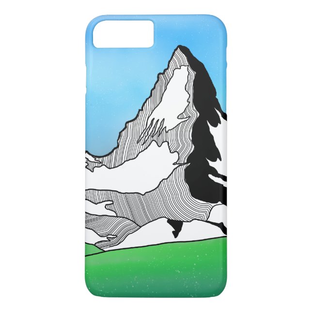 Matterhorn Schweiz Linie Kunst, Aquarell Case-Mate iPhone Hülle (Rückseite)
