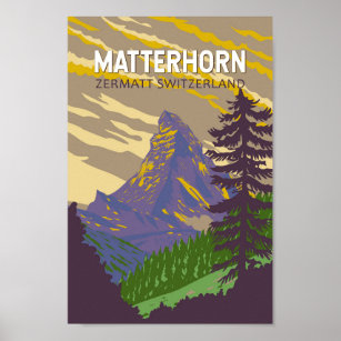 Matterhorn Schweiz Reisen Vintag Poster