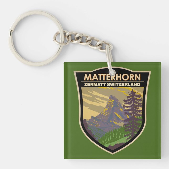 Matterhorn Schweiz Reisen Vintag Schlüsselanhänger (Vorderseite)