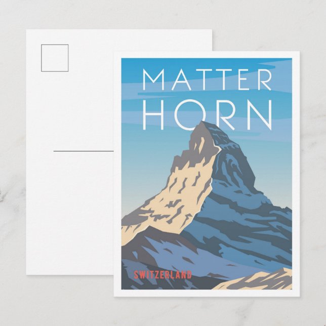 Matterhorn Schweiz Vintage Travel Illustration Postkarte (Vorne/Hinten)
