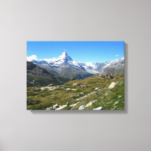 Matterhorn, Schweizer Alpen, ummantelte Canvas Leinwanddruck