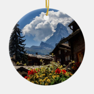 Matterhorn- und Zermattdorfhäuser, die Schweiz Keramik Ornament