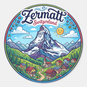 Matterhorn, Zermatt Schweiz Runder Aufkleber