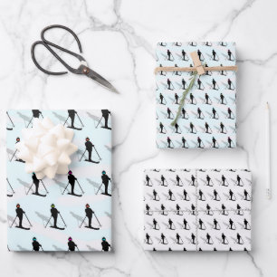 mattes Geschenkpapier Abfahrtsläufer Grafikdesign Set