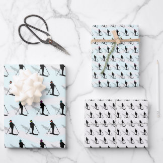 mattes Geschenkpapier Abfahrtsläufer Grafikdesign Set