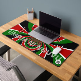 Mattes Schwarz Kenia Flagge Umoja ni Nguvu | Elega Schreibtischunterlage
