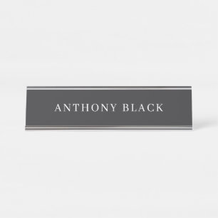 Mattes Schwarz Minimalist Einfach Elegant Klassisc Schreibtischnamensplakette