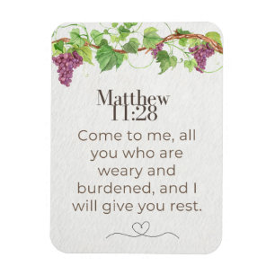 Matthäus 11:28 Kommt her zu mir Schrift   Rebenzwe Magnet