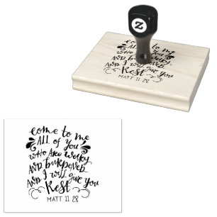 Matthäus 11:28 Typografie Bibelvers für Christen Gummistempel