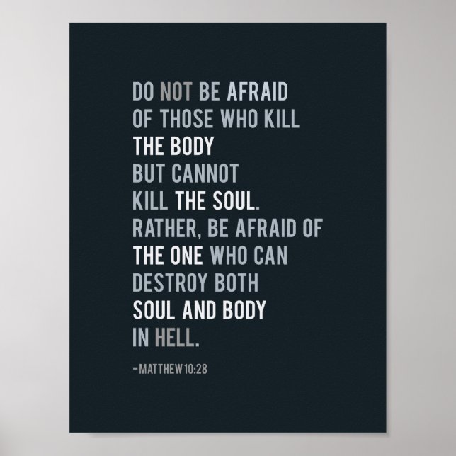 Matthew 10:28 Typografie der Christlichen Bibel Ve Poster (Vorne)