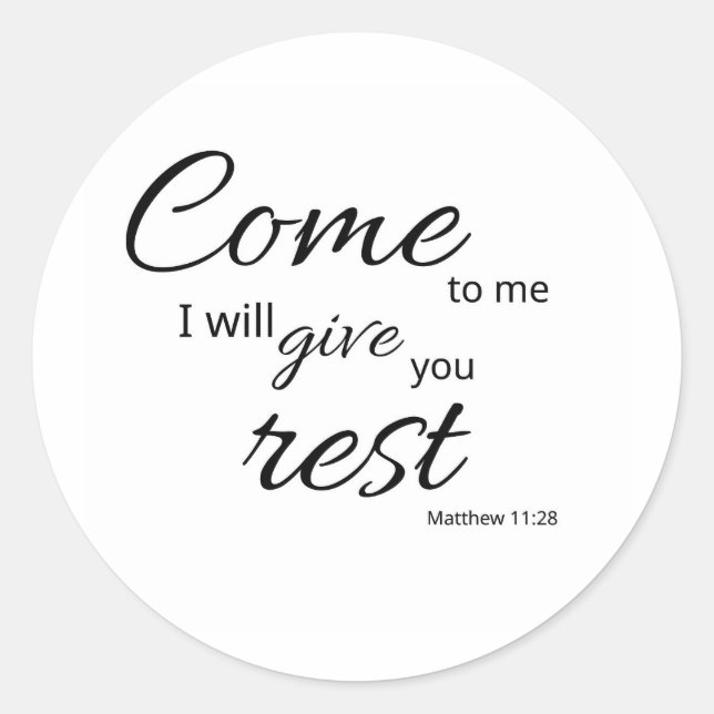 Matthew 11:28 Aufkleber | Dir Ruhe geben (Vorderseite)
