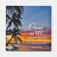 Matthew 11:28 Bibel Verse Palmen Sonnenuntergang