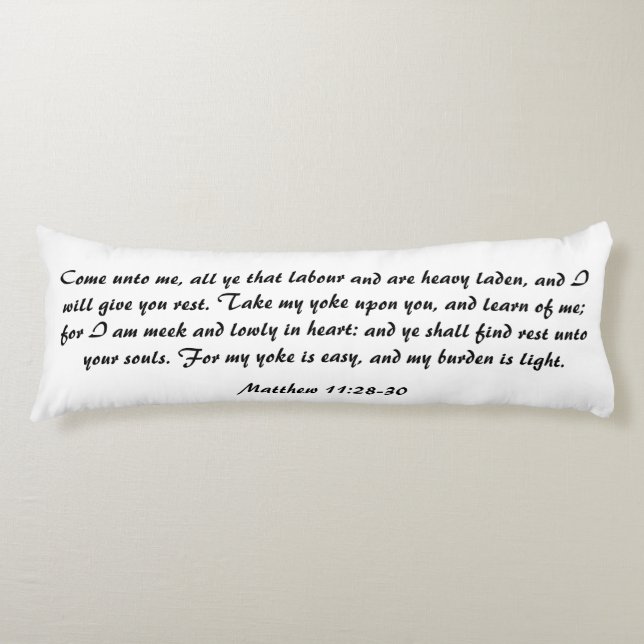 Matthew 11:28 Bibelschrift Verse Black & White Seitenschläferkissen (Vorderseite)