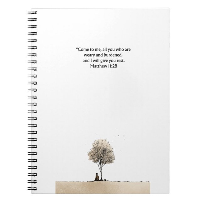 Matthew 11:28 Christian Journal Scripture Notebook Notizblock (Vorderseite)