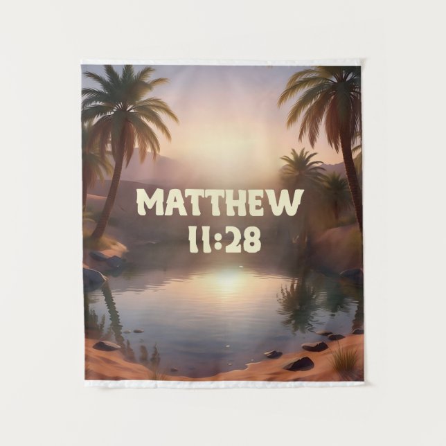 Matthew 11:28 Faith Inspired Tapestry Wandteppich (Vorderseite)