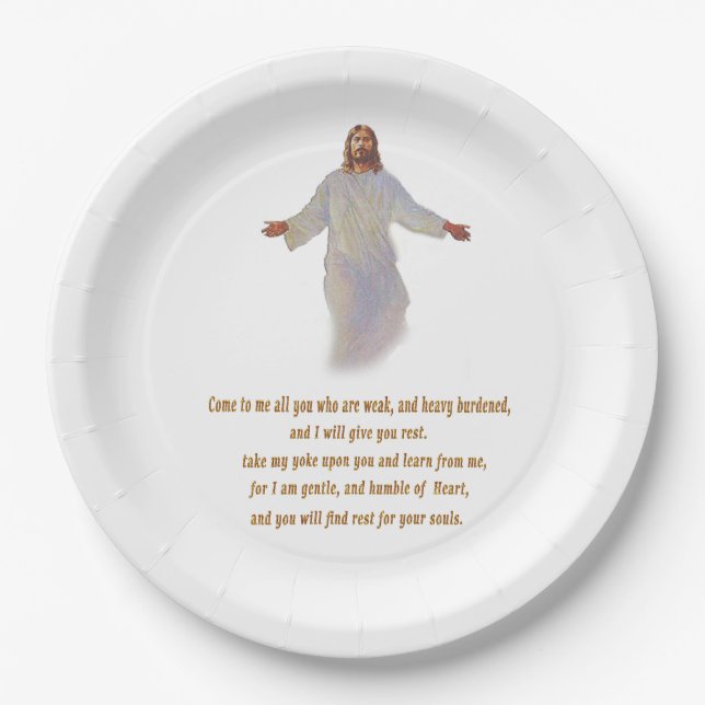 Matthew 11:28 Geschenke Pappteller (Vorderseite)