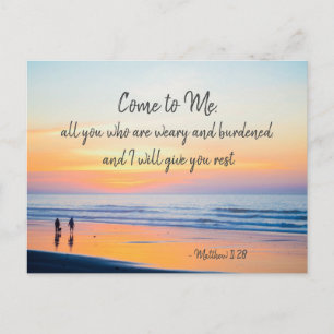 Matthew 11:28 Kommt zu mir alle, die leide Bibel s Postkarte