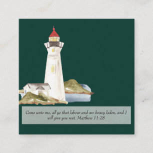 Matthew 11:28 Leuchtturm Quadratische Visitenkarte