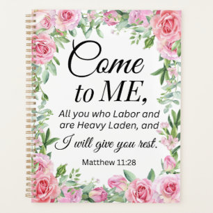 Matthew 11:28 Motivierend Bibelverse Rose Planer