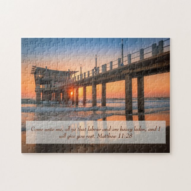Matthew 11:28 Sunset Pier (Horizontal)