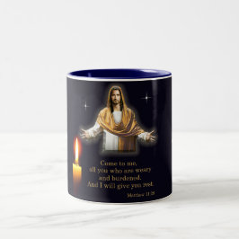 Matthew 11:28 zweifarbige tasse