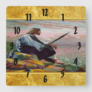 Matthew 14:22-23 Jesus Prays von sich selbst durch Quadratische Wanduhr