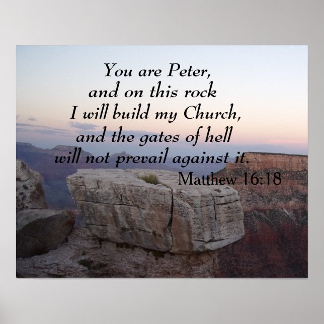 Matthew 16:18 Du bist Peter, und auf diesem Felsen Poster (Vorne)