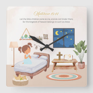 Matthew 19:14 Wall-Uhr Quadratische Wanduhr