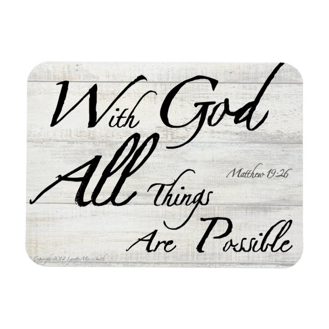 Matthew 19:26 Bibelverse auf Holzkornmagnet Magnet (Horizontal)