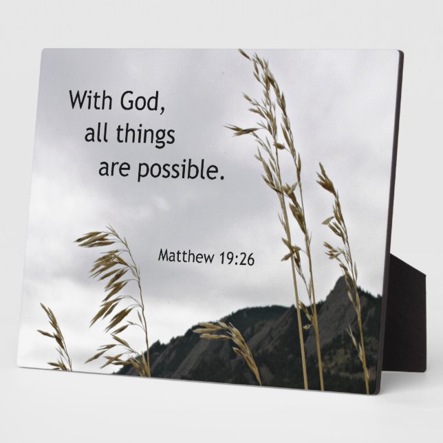 Matthew 19:26 Mit Gott, alles ist möglich Fotoplatte (Seite)
