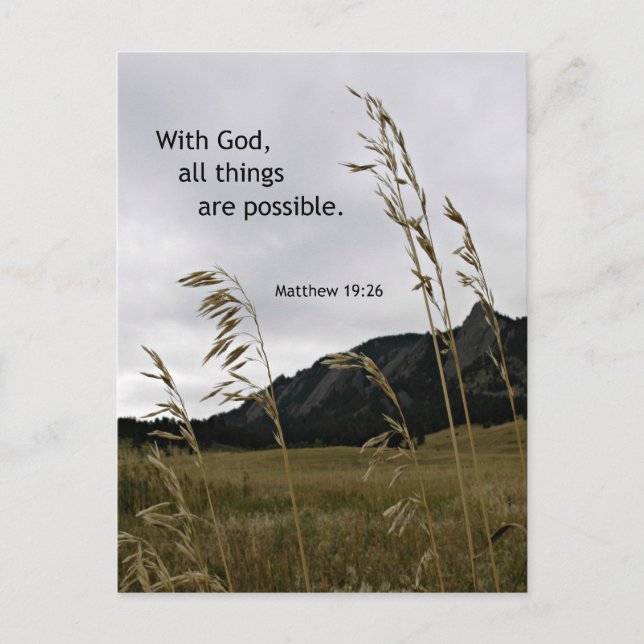 Matthew 19:26 Mit Gott, alles ist möglich Postkarte (Vorderseite)