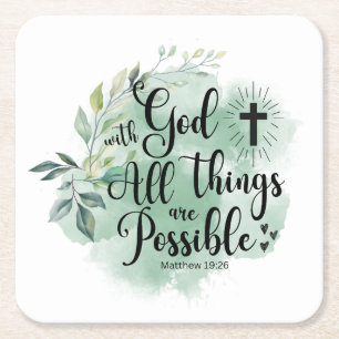 Matthew 19:26 Mit Gott alles Mögliche Leaf Rechteckiger Pappuntersetzer