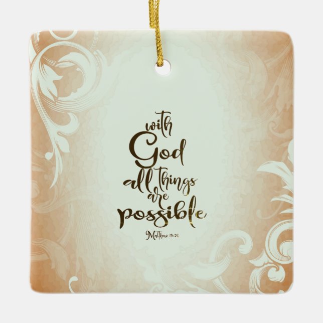Matthew 19:26 Mit Gott ist alles möglich Keramikornament (Vorderseite)