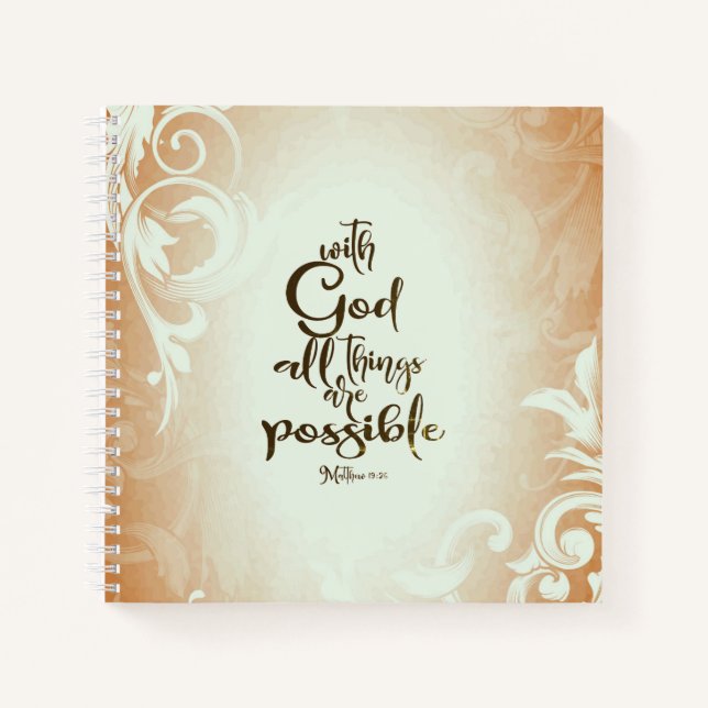 Matthew 19:26 Mit Gott ist alles möglich Notizbuch (Vorderseite)