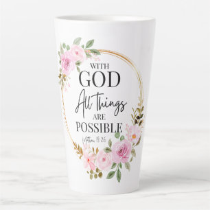 Matthew 19:26 Möglich mit Gott Pink Floral Milchtasse