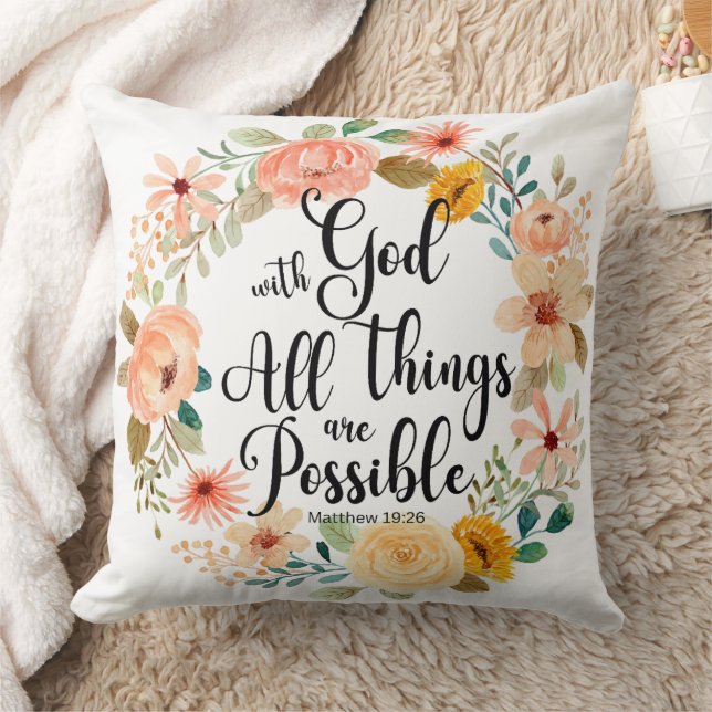 Matthew 19:26 Möglich mit Gottes Schrift Bloral Kissen (Decke)