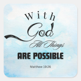 Matthew 19:26 Typografie-Design Quadratischer Aufkleber