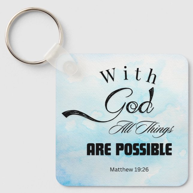 Matthew 19:26 Typografie-Design Schlüsselanhänger (Vorderseite)