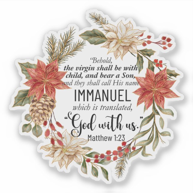 Matthew 1:23 Immanuel Gott mit uns Weihnachten Aufkleber (Vorderseite)