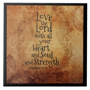 Matthew 22:37 Liebe der Herr mit deinem ganzen Her Fliese