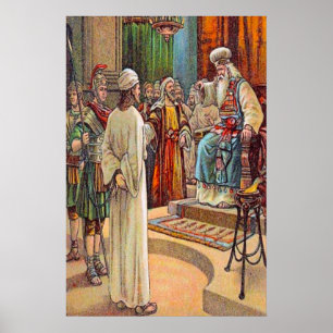 Matthew 26:57-68 Der Hohepriester fragt Jesus Poster