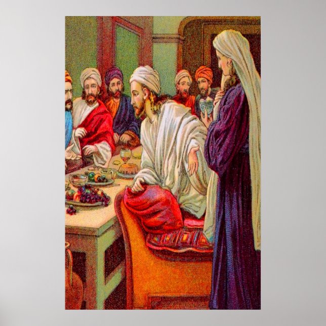 Matthew 26:6-13 Andeutung Jesus für sein Bestattun Poster (Vorne)